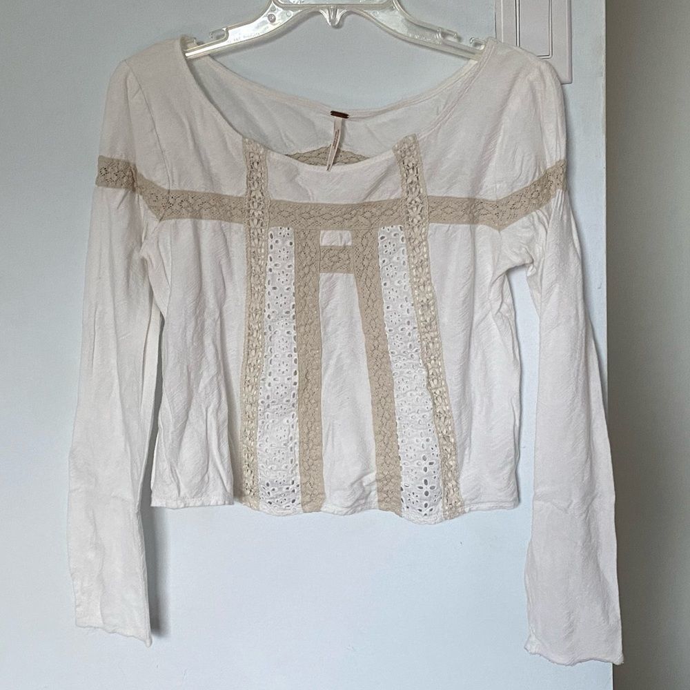Free People White Long Sleeve Medium